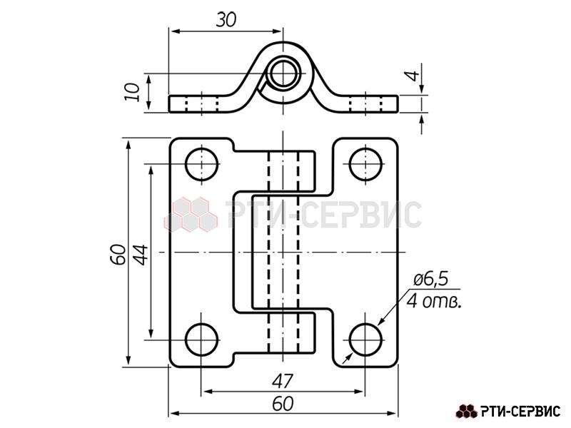 Петля "Бабочка" 60х60 мм Zn - 2