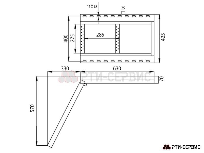 Лестница выдвижная 2 узких ступени H-570 Zn - 4