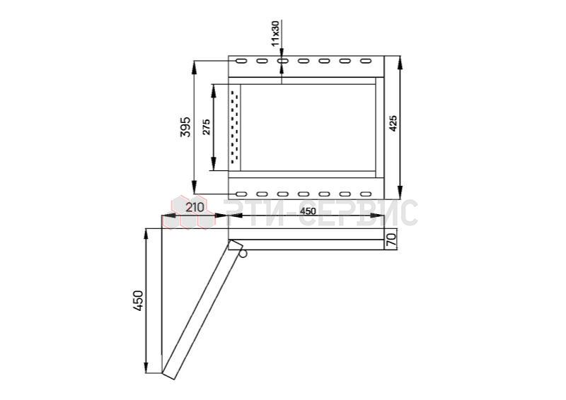 Лестница фургона складная 1 узкая ступень H-450 Zn - 4