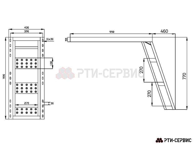 Лестница фургона складная 3 широкие ступени H-770 Zn - 4