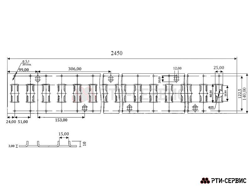 Профиль крепления груза L-2,45 м (без гиба) - 2