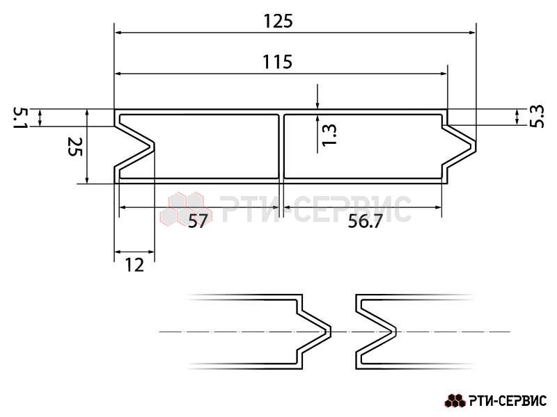 Профиль наборной доски под тент 3,4 м - 3