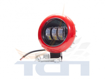 Фара п/т бл/дал свет 35W 9-32V круглая черный центр/крас обод ФК-3697 FURA - 2