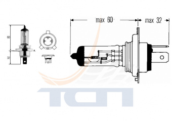 Лампа автомобильная 12V H4 60/55W 8GJ002-525-131 HELLA ГЕРМАНИЯ - 2