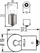 Лампа автомобильная 12V R5W 8GA002 071-121 HELLA ГЕРМАНИЯ