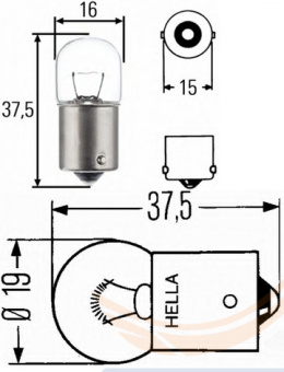 Лампа автомобильная 12V R5W 8GA002 071-121 HELLA ГЕРМАНИЯ - 2